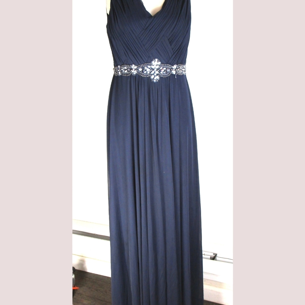 Long Blue Evening /prom  Dress with embellishments size 8